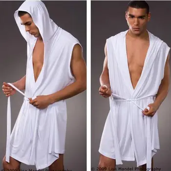 Bedste pris mænd sexet pyjamas, nattøj Silke pijama hombre hætteklædte morgenkåbe mænd badekar 5 farve sæt Sommer kjole badekåbe med trusser