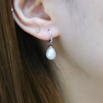BaroqueOnly natur ferskvand perle mode drop ørering med 925 sølv, rive form pearl kvinder/piger gaver