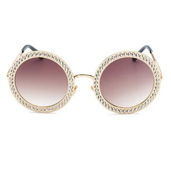 Rhinestone Runde Solbriller Mode Kvinder Luksus Brand Hvid Krystal Solbriller Mænd, Italien Brand Retro Solbriller Stor Skygge