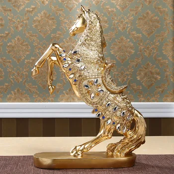 Diamant Stående Hest Statue, Hest Art Figur Dekorative, Hjem & Kontor Indretning Pynt til Skrivebord Reol Vin Kabinet