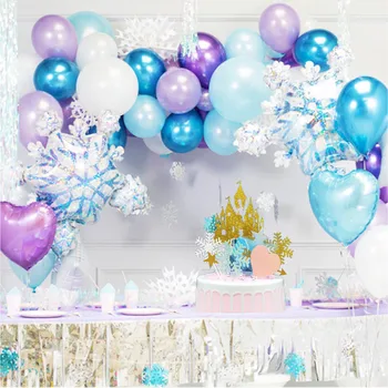92pcs Ice Princess Snefnug Folie Balloner Guirlande Fødselsdag Dekoration Girl Is Snow Princess Fødselsdag Dekoration af Forbrugsstoffer