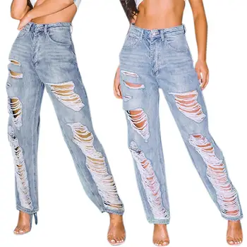 Mode Afslappet Løse Kvinder Jeans Kvinder Revet Hul Casual Jeans bukser kvinder