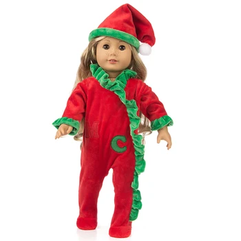 Rød Passer Passer til Amerikansk Pige Dukke Tøj 18-tommer Dukke , Christmas Girl Gave(kun sælge tøj)