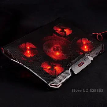Coolcold Laptop Cooler Cooling Pad med 5 pc-Fans Køligere Stilhed Led Fans Justerbar Vinkel Pad Notebook Holder Stand Køligere