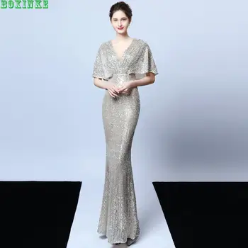 2020 Vestidos Mujer Ukraine Nye Paillet Banket Elegant Temperament Årlige Møde-Vært, Model Party Sexet Kjole Lang Fishtail