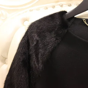 Arlenesain tilpasset kvinder mink splejsning dobbelt-sidet uld frakke. 059