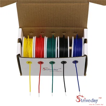 UL 1007 26AWG 50m Kabel-line Fortinnet kobber PCB Wire 5 farve Mix Fast Ledninger Kit Elektrisk Ledning DIY