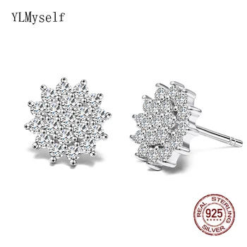 Søde dejlige ægte 925 stud øreringe Crystal Shiny smykker OL Smykker oorbellen Elegant sterling sølv Gaver til Kvinder øreringe