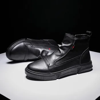 2020 efterår og vinter udendørs læder støvler mænds afslappet sko åndbar korte støvler Martin støvler lokomotiv stil herre sko