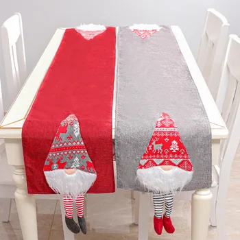 Ny Jul Dekorative Ansigtsløse Dukke Bordløber Kreative Rudolph Spisebord Dekorative Dug Dækkeserviet