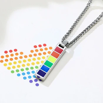 Rainbow Lesbian Pride Halskæde LGBTQ Tilbehør i Rustfrit Stål kors Vedhæng Gay-Smykker til Unisex