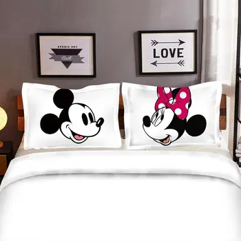 Mickey, Minnie Mouse 3D Printede Sæt Sengetøj Voksen Tvilling, Fuld, Dronning King Size Hvid Sort Soveværelse Dekoration Duvet Cover Sæt