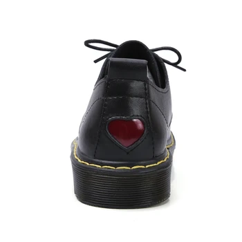 2020 Nye Kvinder Short Boots I Ægte Koskind Læder Sko Tyk Hæl Arbejde Fodtøj Retro Storbritannien Mode Hjerte-Formet I Blød Elasti