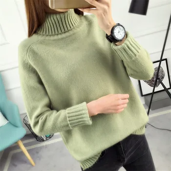 2020 Efterår og Vinter Kvinder er Høj-Hals strik Sweater, Pullover Kvindelige Løs Version Sæt Tyk Varm Trøje Lange Ærmer Tøj