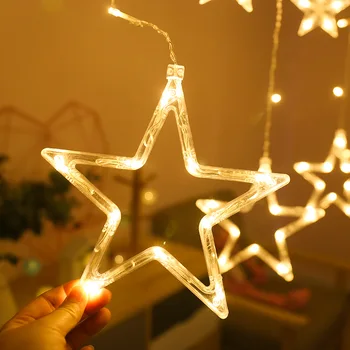 Moon Star LED kulørte Lamper String Jul nytår Gardin Lampe Eid Mubarak Fest Dekoration Til Hjemmet Soveværelse Ramadan Kareem