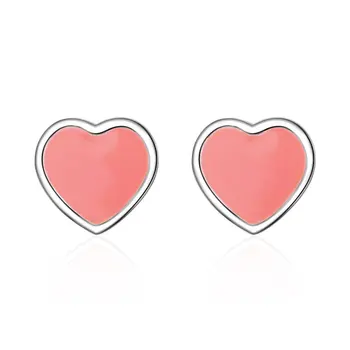 Hjerteformet Blå Rød Stud Øreringe Kobber Tiff-Mode Design Brand Kvinder Charm Pink Sød Elegante Øreringe Smykker Gave Aretes