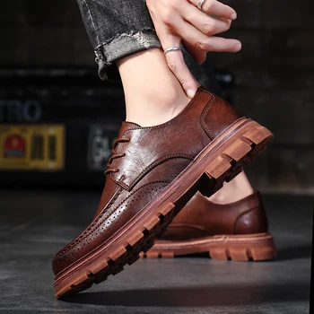 Læder Sko Mænd Oxford Læder Custom Mode firmafest sort Luksus Mærke Formel Part Herre sko kniplinger op åndbar sko
