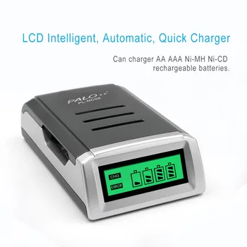 PALO Intelligente LCD-Skærm Batteri lader til AA / AAA NiCd NiMh Genopladelige Batterier+8stk AAA 1100mAh genopladelige batteri