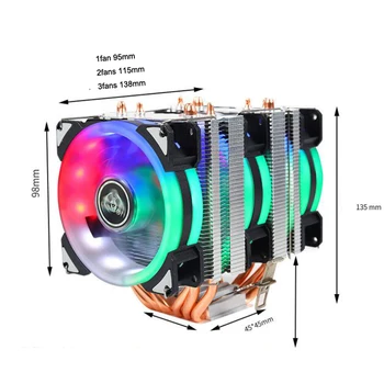 LGA2011 6Heatpipes 4pin PWM 2or3fans CPU Cooler Master køle fryse Tower x79 x99 Køle CPU Blæseren 775 1155 1366 2011