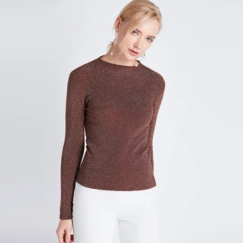 Elegant Blå Lys Silke Sweater Kvinder Vinteren koreansk Stil Pullover, Slank Rund Hals Lange Ærmer 2020 Mode Kvinders Sweater
