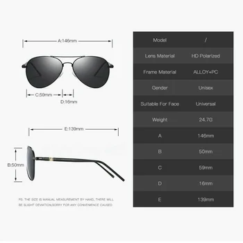 AORON Mænd Polariserede Solbriller Klassiske Pilot Briller Brand Goggoles UV400 Beskyttelse metalramme