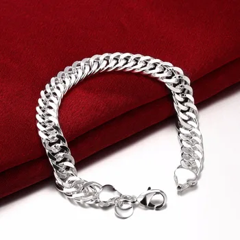 Engros Mode mænds 925 Sølv Smykker Forgyldt Smykke Sæt 10mm bremse kæde armbånd halskæde Smykker sæt AS141