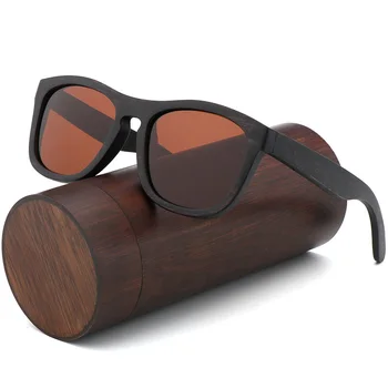 Retro mænd polariserede solbriller kvinder Sort træ Børn Par sol briller, håndlavede UV400 Med bambus træ-box