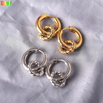 Kshmir Nye mode i rustfrit stål metal knækket mønster cirkulær øreringe, dobbelt ring, øreringe og vedhæng smykker 2021