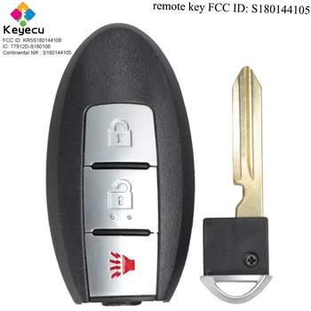 KEYECU Nøglefri Smart Fjernbetjening Bil Nøgle Med 3 Knapper & 433.92 MHz - FOB for Nissan Rouge-2017 FCC ID: S180144105